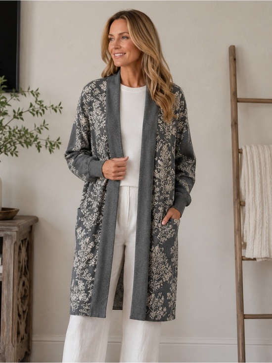 Soft Surroundings Jackets & Blazers - Soft Surroundings charcoal gray open-front knit kimono duster size L